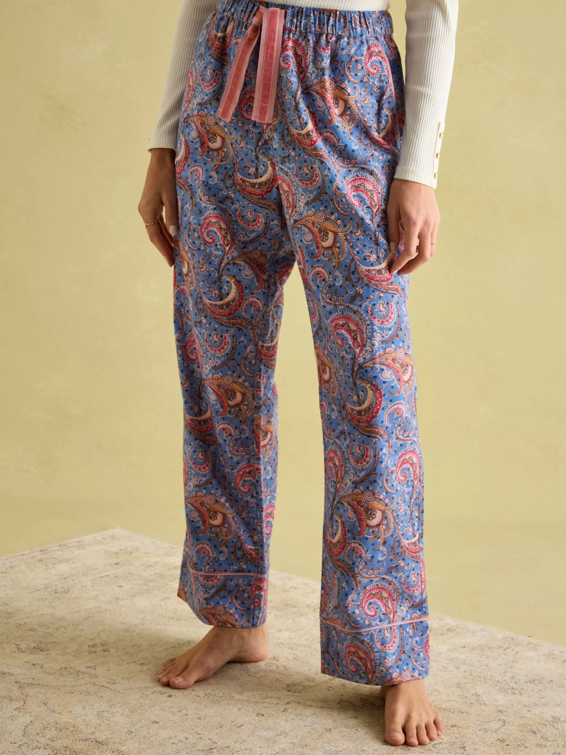 Joules Stella Cotton Pyjama Bottoms Blue Online