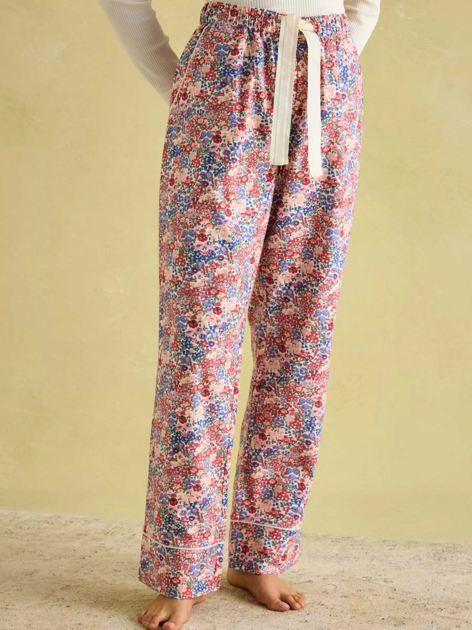 Joules Stella Cotton Pyjama Bottoms Cream Cheap