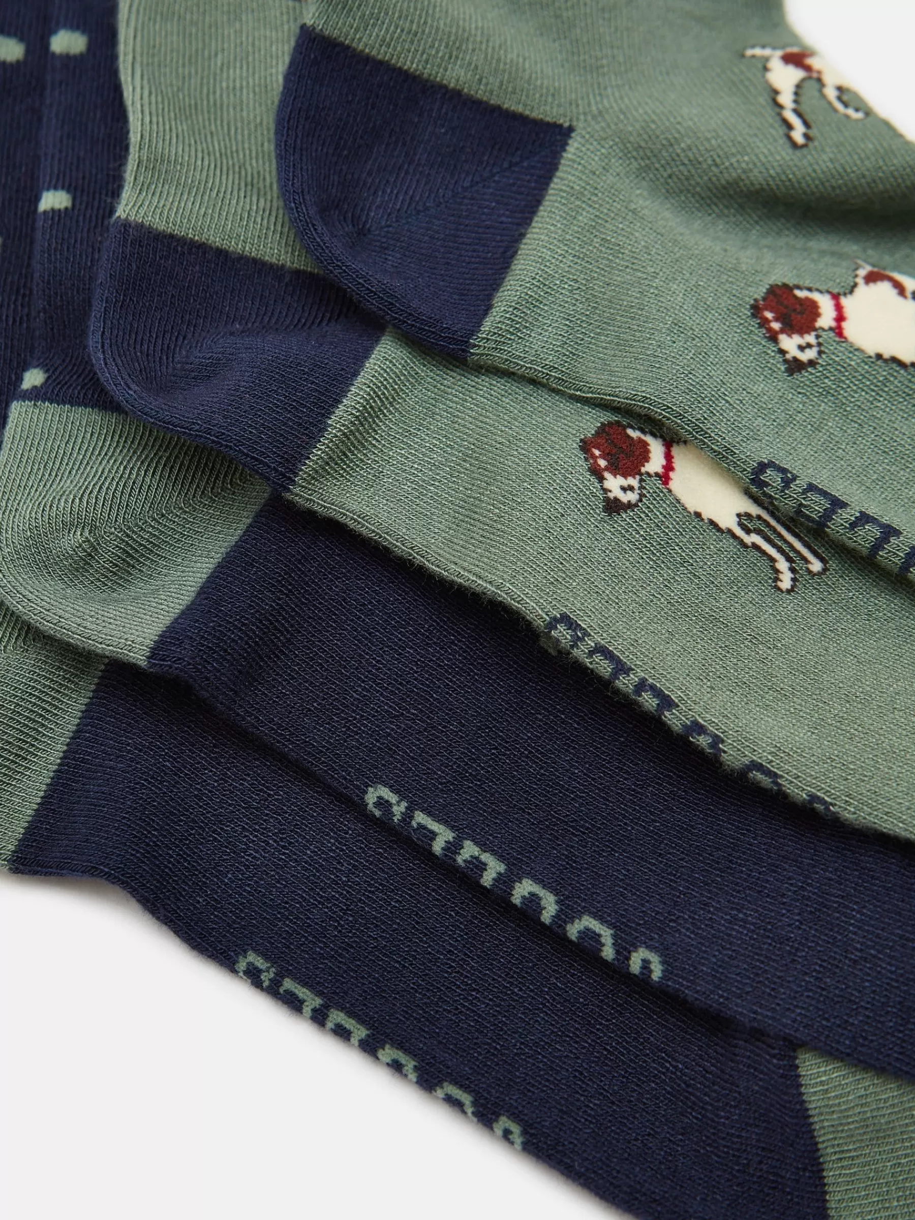 Joules Women's Everyday 2 Pack Socks (size 4-8) Green/Navy Outlet