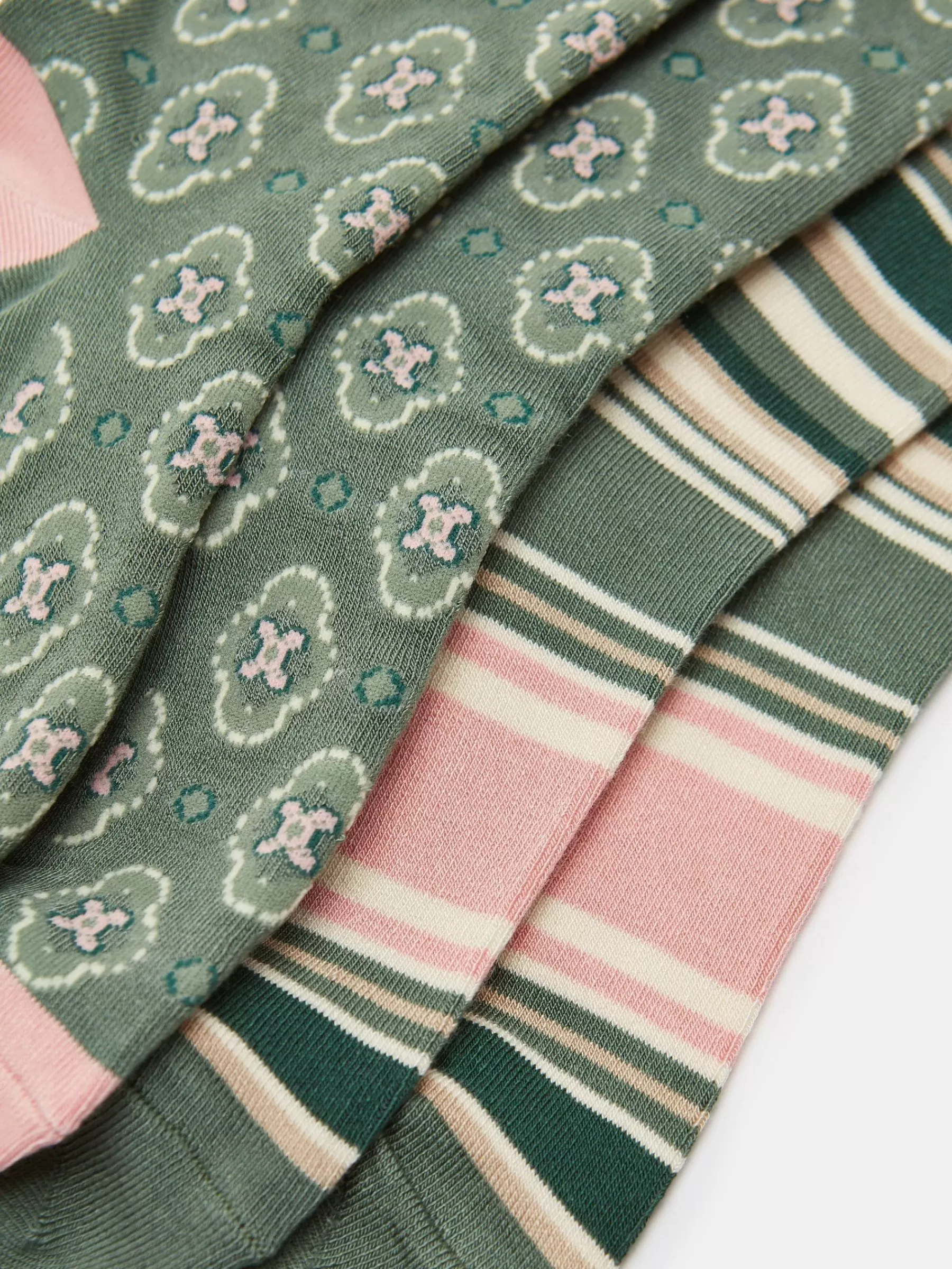 Joules Women's Everyday Khaki Green 2 Pack Socks (size 4-8) KhakiGreen Clearance