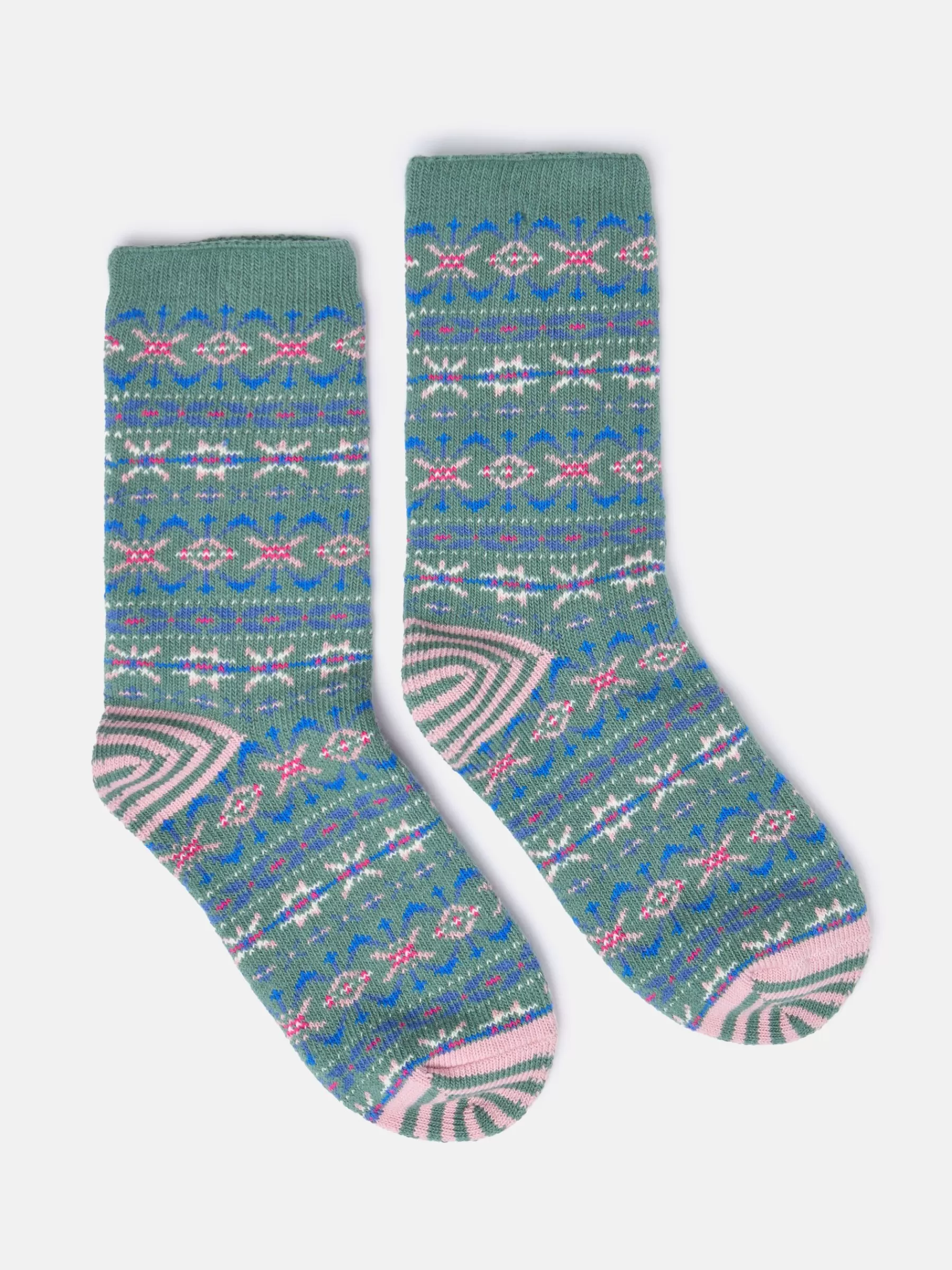 Joules Women's Lucille Fair Isle Boot Socks (size 4-8) Green New