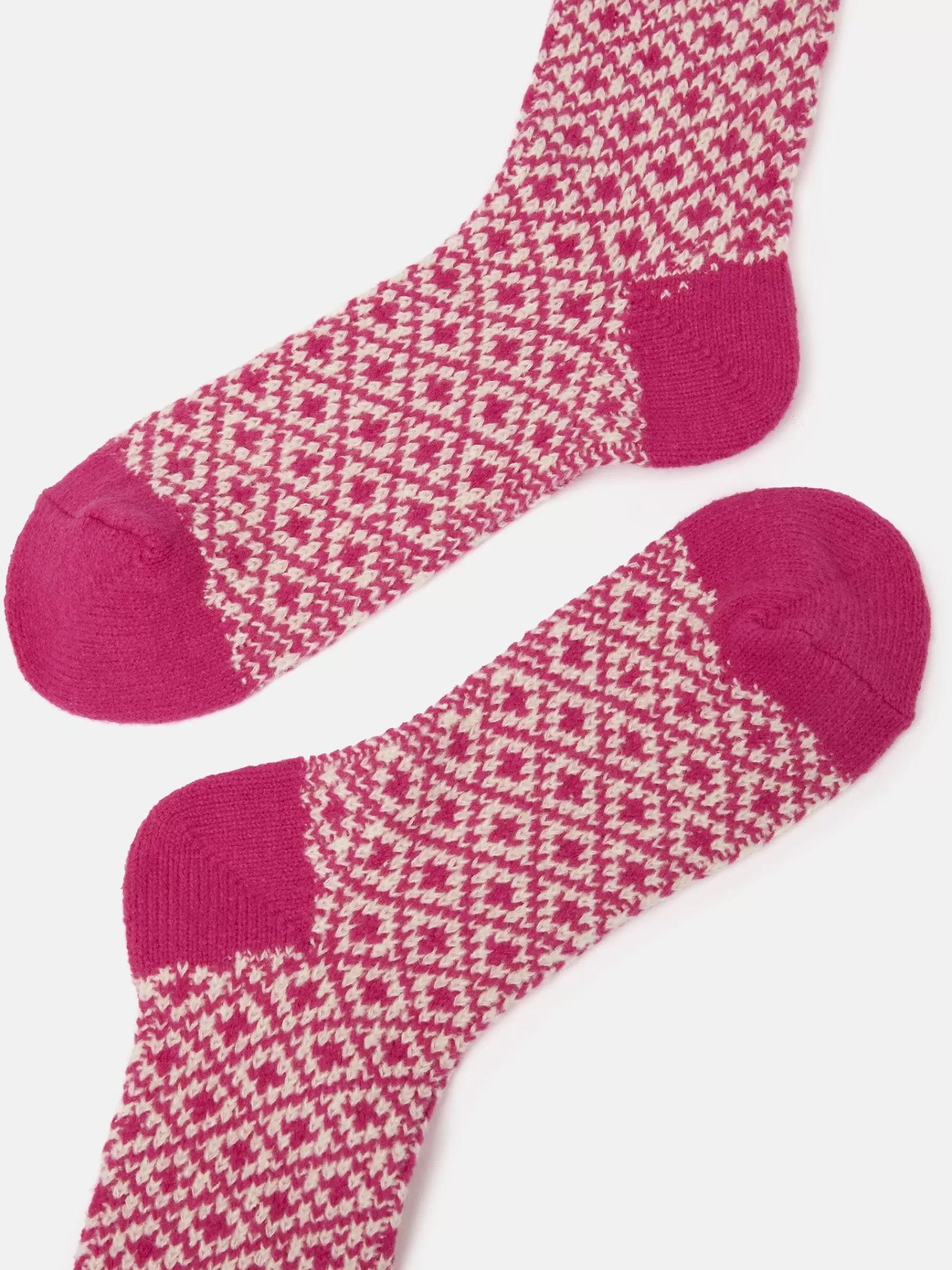 Joules Women's Toasty Bright Pink Cosy Geometric Socks (size 4-8) BrightPink Best