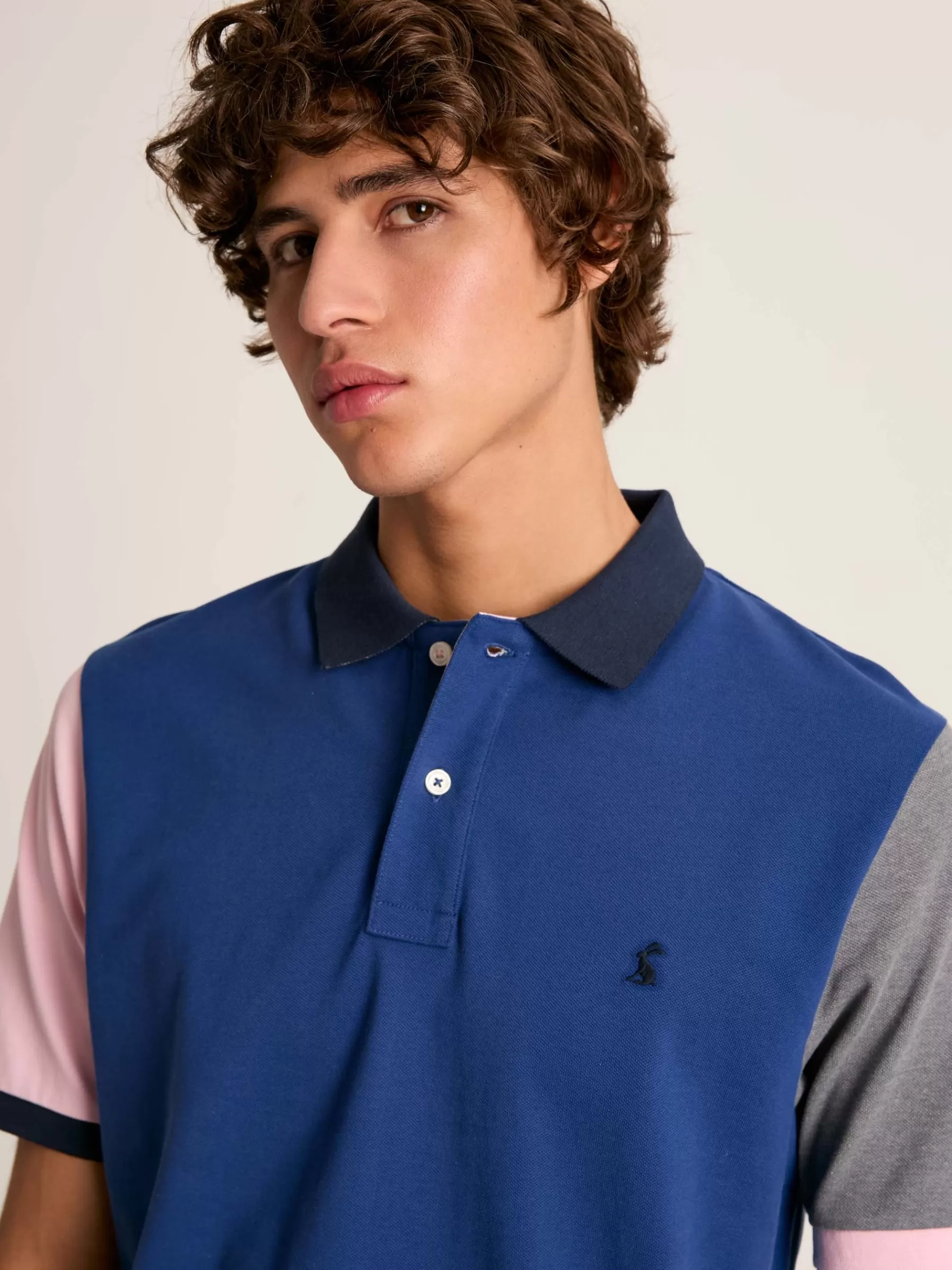 Joules Woody Blue Colour Block Regular Fit Cotton Pique Polo Shirt BlueColourBlock Discount